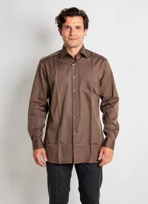 Chemise manches longues coupe droite marron MARVELIS homme