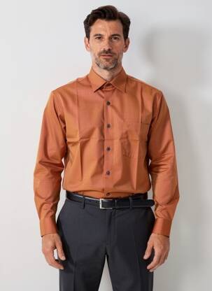 Chemise manches longues coupe droite marron MARVELIS homme