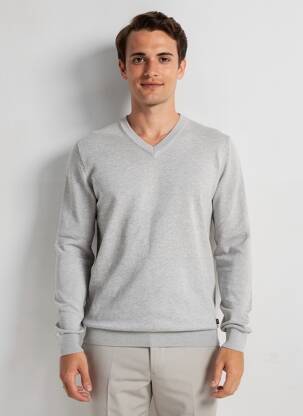 Pull col v manches longues gris TIFFOSI homme