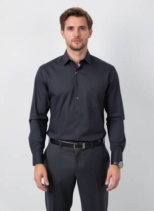 Chemise manches longues poches noir MARVELIS homme