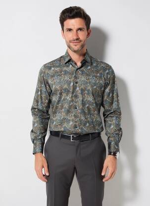 Chemise manches longues poches vert MARVELIS homme