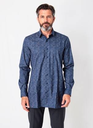 Chemise manches longues poches bleu MARVELIS homme
