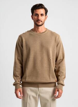 Pull col rond manches longues beige BROWN JURY homme