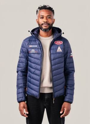 Doudoune manches longues a capuche bleu DAYTONA homme