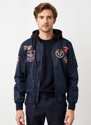 Blouson capuche bleu DAYTONA homme