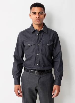 Chemise manches longues poches gris IRON AND RESIN homme