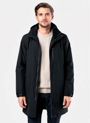 Imperméable coupe droite a capuche noir DAYTONA homme