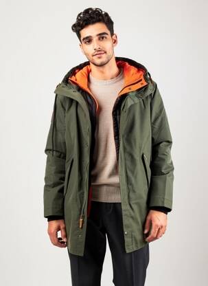 Parka manches longues a capuche vert IRON AND RESIN homme