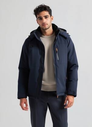 Doudoune manches longues a capuche bleu MY SCOOTER homme