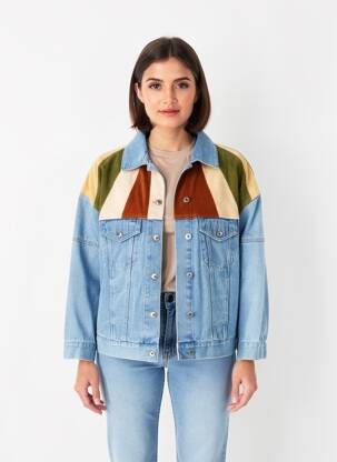 Veste casual coupe droite bleu ROSE GARDEN femme