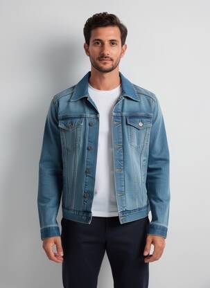 Veste en jean manches longues bleu DAYTONA homme