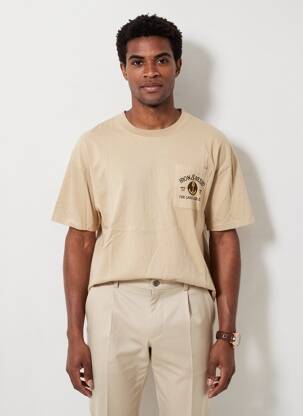 T-shirt coupe droite manches courtes beige IRON AND RESIN homme