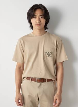 T-shirt bio manches courtes beige IRON AND RESIN homme