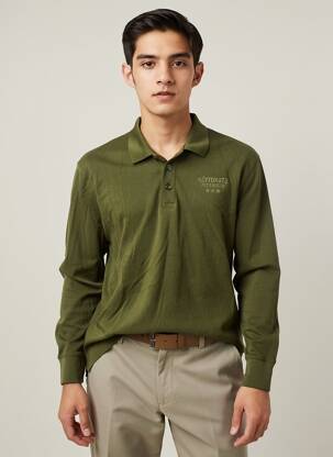 Polo manches longues manches longues vert DAYTONA homme