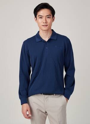 Polo manches longues manches longues bleu DAYTONA homme