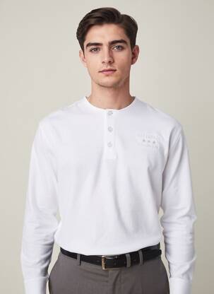 T-shirt coupe cintrée manches longues blanc DAYTONA homme