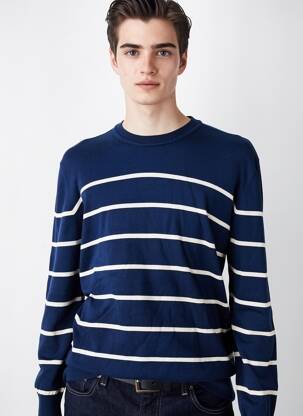 Pull col rond manches longues bleu DAYTONA homme