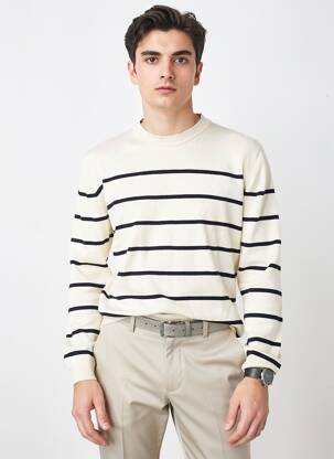 Pull col rond manches longues blanc DAYTONA homme