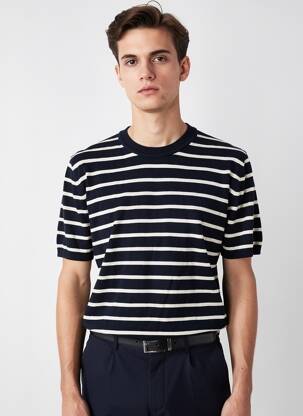 T-shirt coupe cintrée manches courtes bleu DAYTONA homme