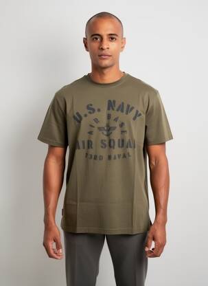T-shirt sérigraphie floquée manches courtes vert DAYTONA homme