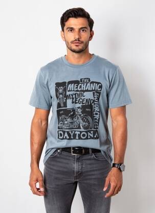 T-shirt stretch manches courtes bleu DAYTONA homme