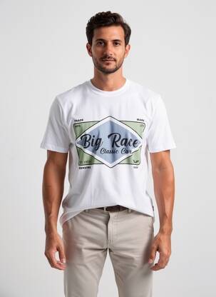 T-shirt sérigraphie floquée manches courtes blanc DAYTONA homme