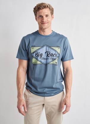 T-shirt sérigraphie floquée manches courtes bleu DAYTONA homme