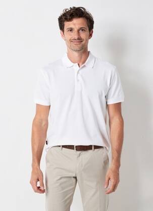 Polo coupe cintrée manches courtes blanc DAYTONA homme