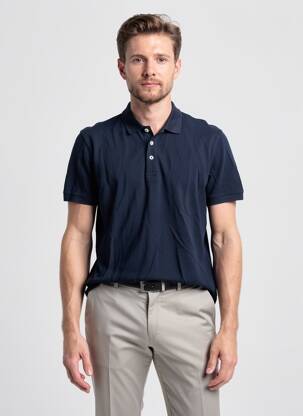 Polo coupe cintrée manches courtes bleu DAYTONA homme