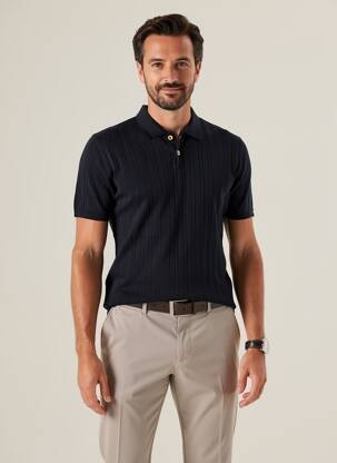 Polo stretch manches courtes bleu DAYTONA homme