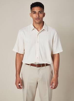 Chemise manches courtes coupe droite beige IRON AND RESIN homme