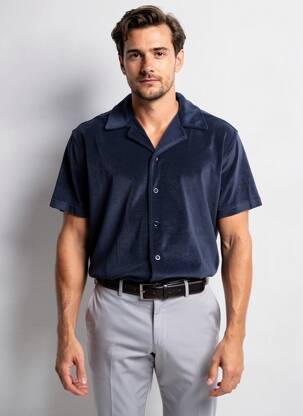 Chemise manches courtes coupe cintrée bleu DAYTONA homme