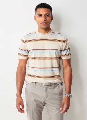 T-shirt stretch manches courtes beige IRON AND RESIN homme