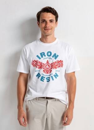 T-shirt bio manches courtes blanc IRON AND RESIN homme