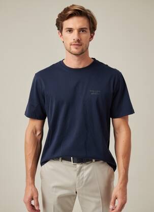 T-shirt coupe droite manches courtes bleu fonce DAYTONA homme