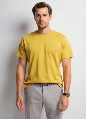 T-shirt coupe droite manches courtes jaune DAYTONA homme