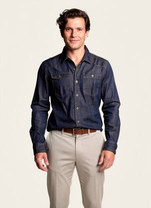 Chemise manches longues poches bleu DAYTONA homme