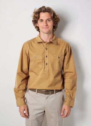 Chemise manches longues coupe droite marron IRON AND RESIN homme