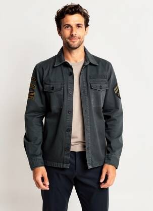 Veste casual fermeture boutonnée sur le devant gris DAYTONA homme