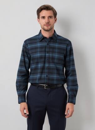 Chemise manches longues imprimé fantaisie bleu DAYTONA homme