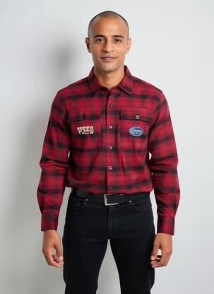 Chemise manches longues poches rouge DAYTONA homme