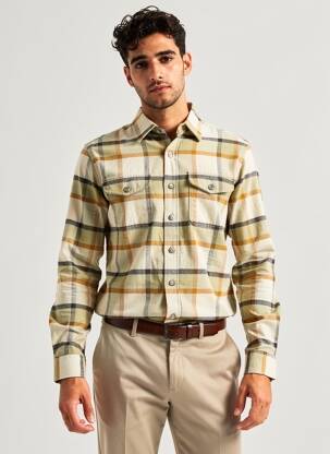 Chemise manches longues poches beige IRON AND RESIN homme