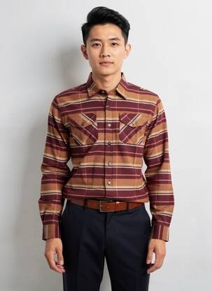 Chemise manches longues imprimé fantaisie marron IRON AND RESIN homme