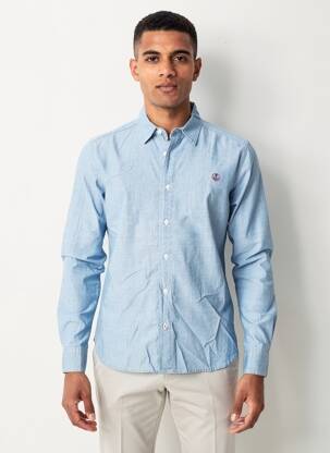 Chemise manches longues coupe droite bleu IRON AND RESIN homme