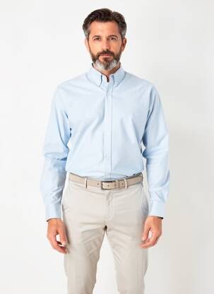 Chemise manches longues coupe droite bleu DAYTONA homme