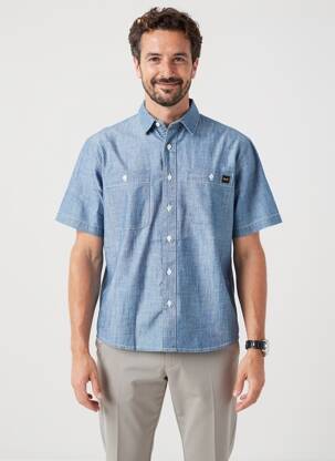 Chemise manches courtes poches bleu DAYTONA homme