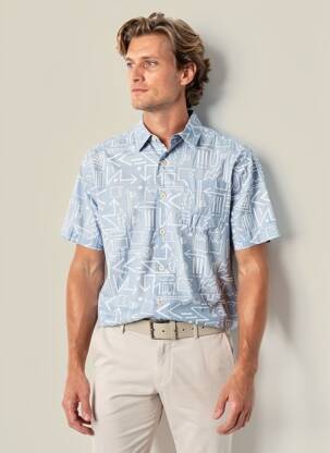 Chemise manches courtes poches bleu IRON AND RESIN homme