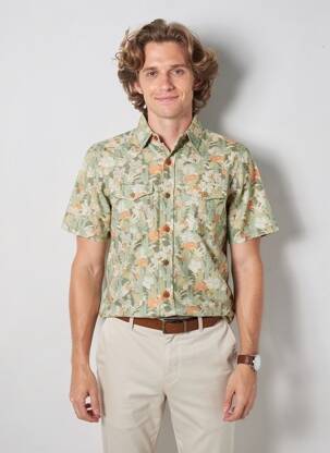 Chemise manches courtes poches vert IRON AND RESIN homme