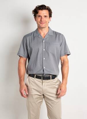 Chemise manches courtes col tailleur bleu DAYTONA homme