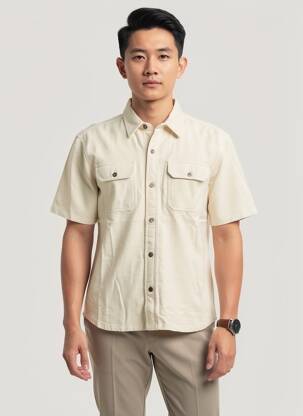 Chemise manches courtes poches beige IRON AND RESIN homme
